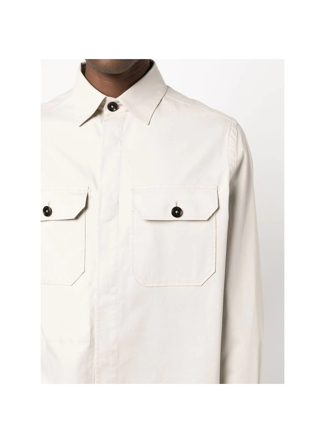 Long Sleeve Overshirt in Off White