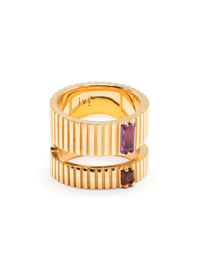 Slot Ring in Gold Vermeil/Lavender and Gamet
