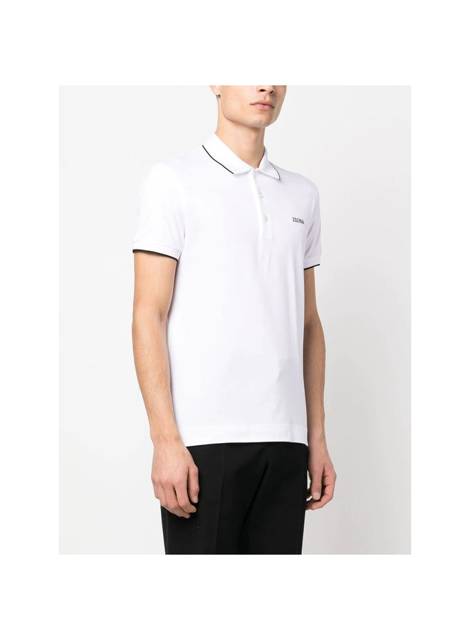 Logo Embroidered Polo T-Shirt in White