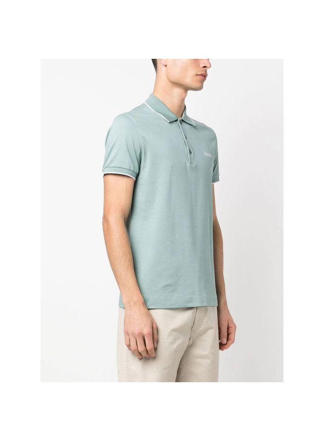 Logo Embroidered Polo T-Shirt in Aquamarine