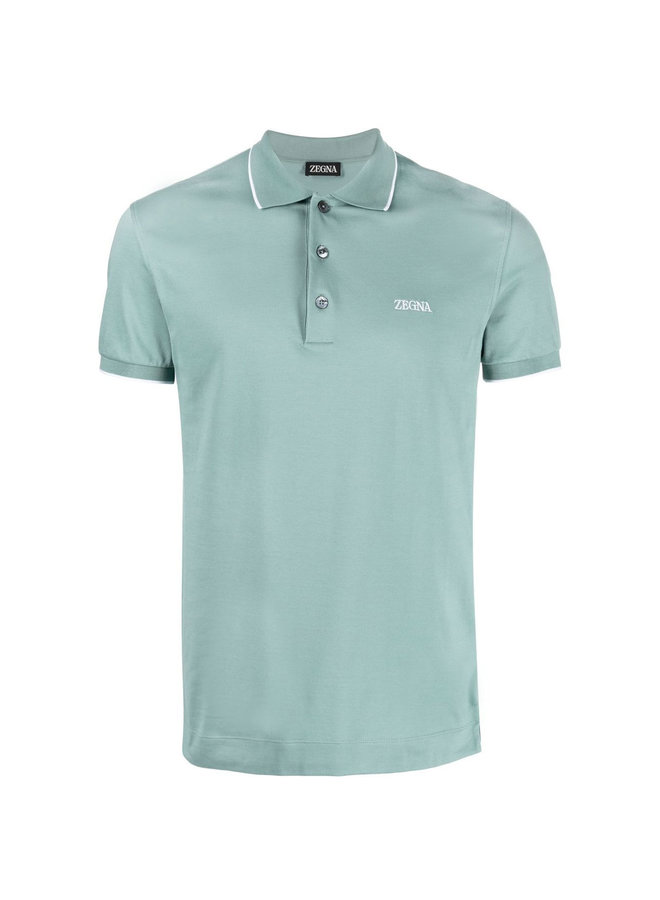 Logo Embroidered Polo T-Shirt in Aquamarine