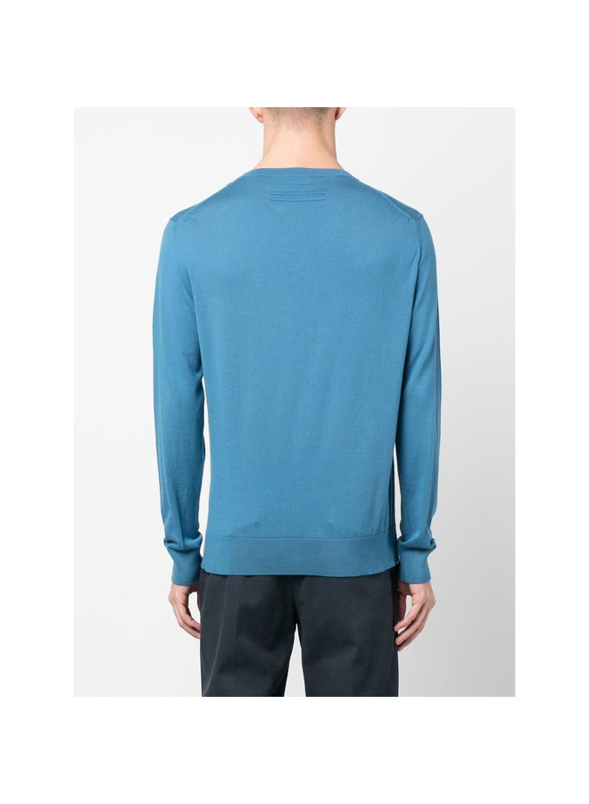 Long Sleeve Knitted Jumper in Tear Blue