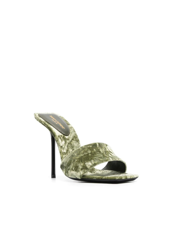 Baliqua High Heel Velvet Mule in Green