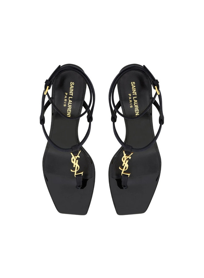 Cassandra Mid Heel Logo Sandals in Navy