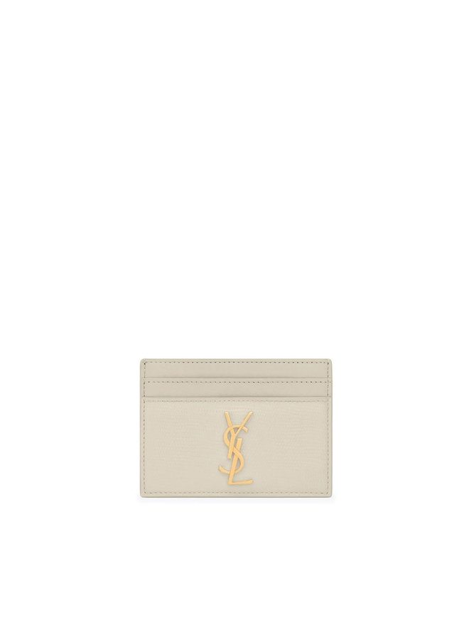 Logo-Plaque Card Holder in Crema Soft/Gold