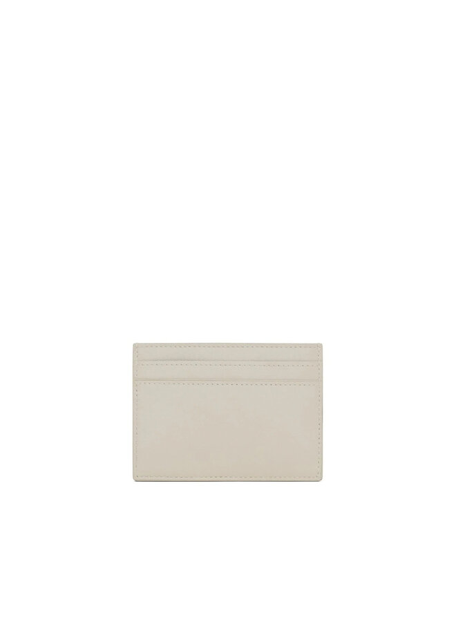 Logo-Plaque Card Holder in Crema Soft/Gold with Silver