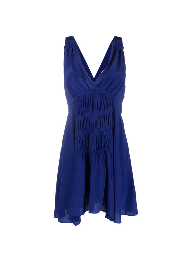 Mini V-neck Sleeveless Dress in Blue