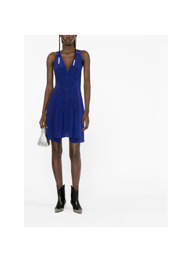 Mini V-neck Sleeveless Dress in Blue