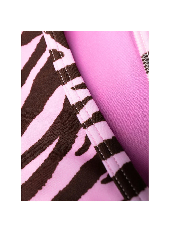 Bikini Set in Zebra Print in Coffee/Pink