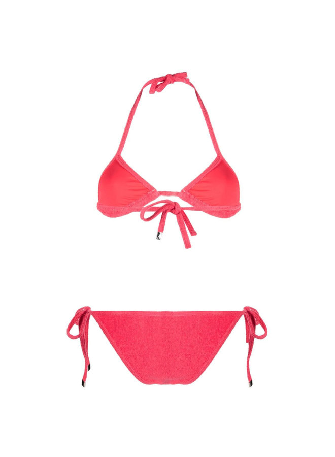 Terry-Cloth Triangle Bikini Set in Watermelon