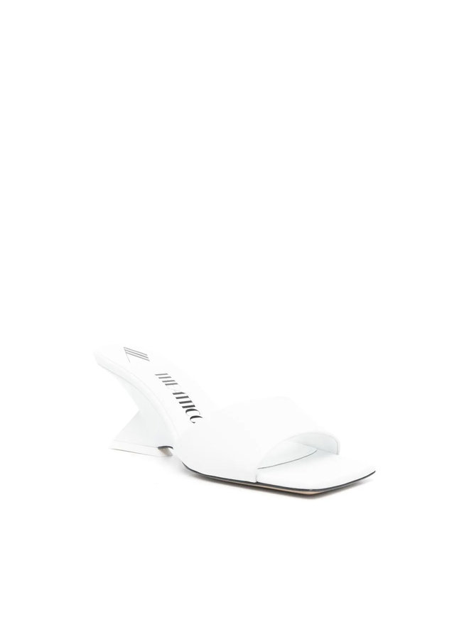 Cleope Mid Heel Mules in Leather in White