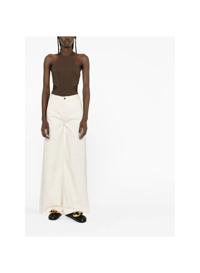 High Waisted Wide Leg Jeans in Iconic Milk