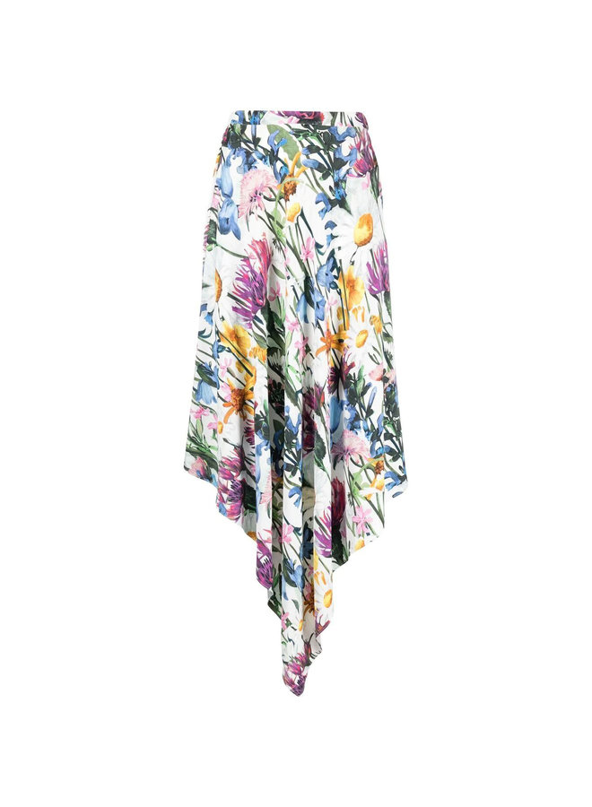 Asymmetric Skirt in Floral Print in Multicolor