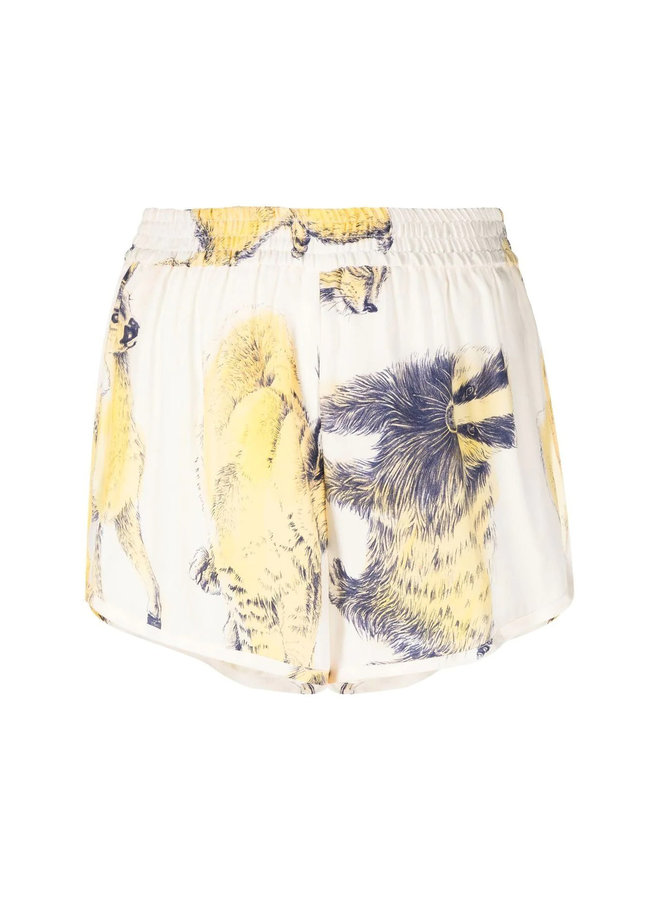 Track Shorts in Fauna Print in Sunflower Yellow