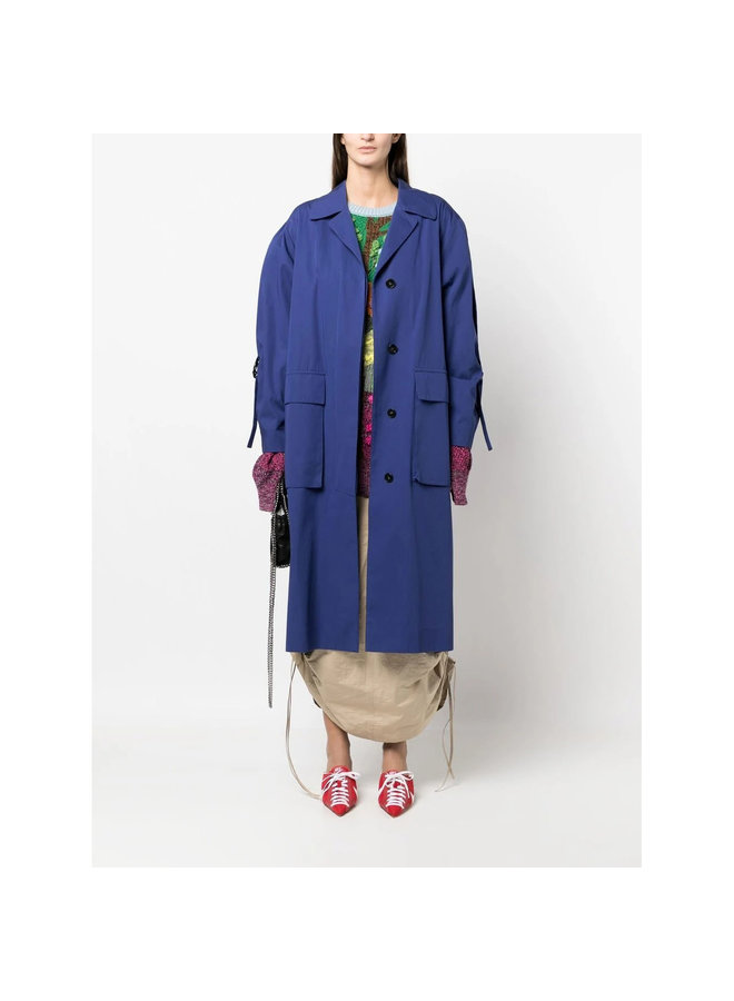 Buttoned-Up Trench Coat in Sapphire Blue