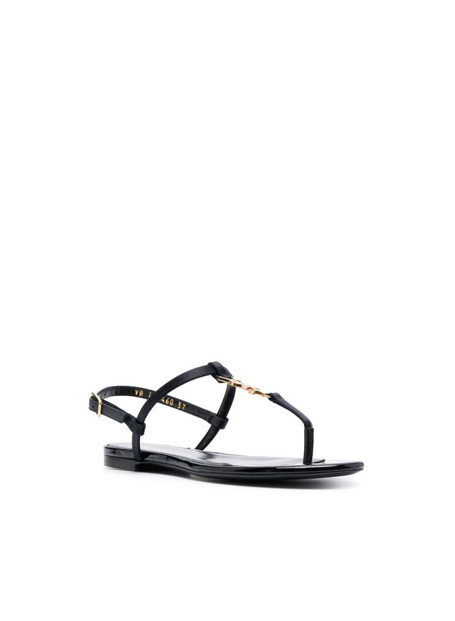 Cassandra Logo Flat Sandals in Navy