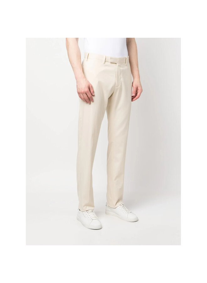 Mid Rise Tapered Pants in Light Beige