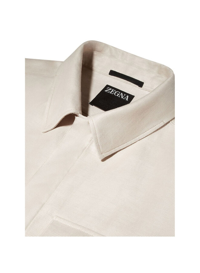 Chest Flap-Pocket Detail Overshirt in Off-White