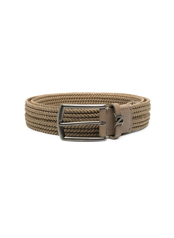 Braided Buckle Belt in Light Brown