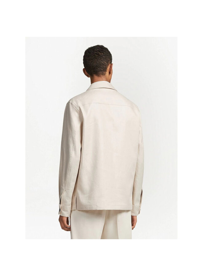 Chest Flap-Pocket Detail Overshirt in Off-White