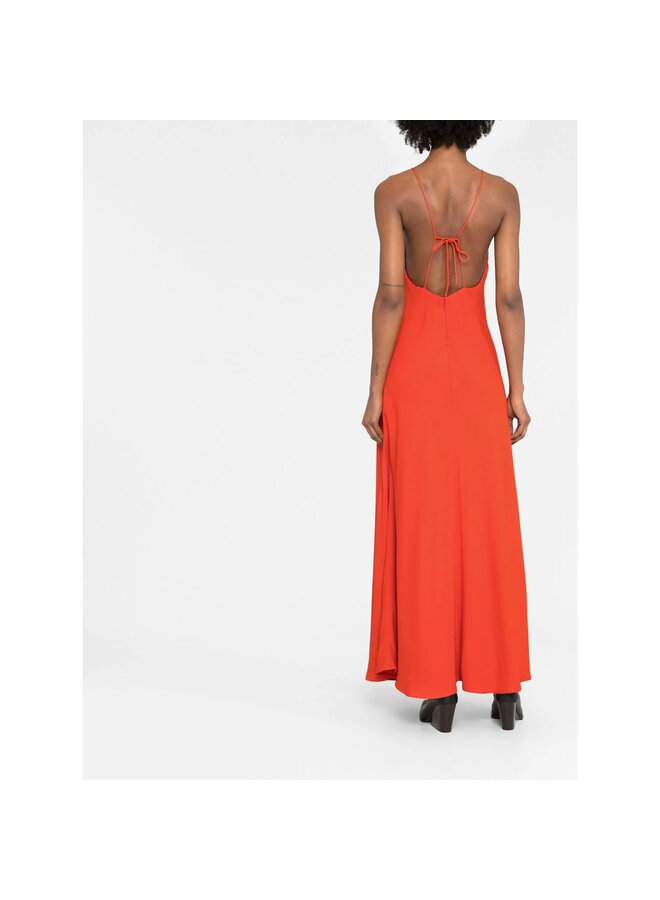 V-Neck Long Dress in Scarlet Red