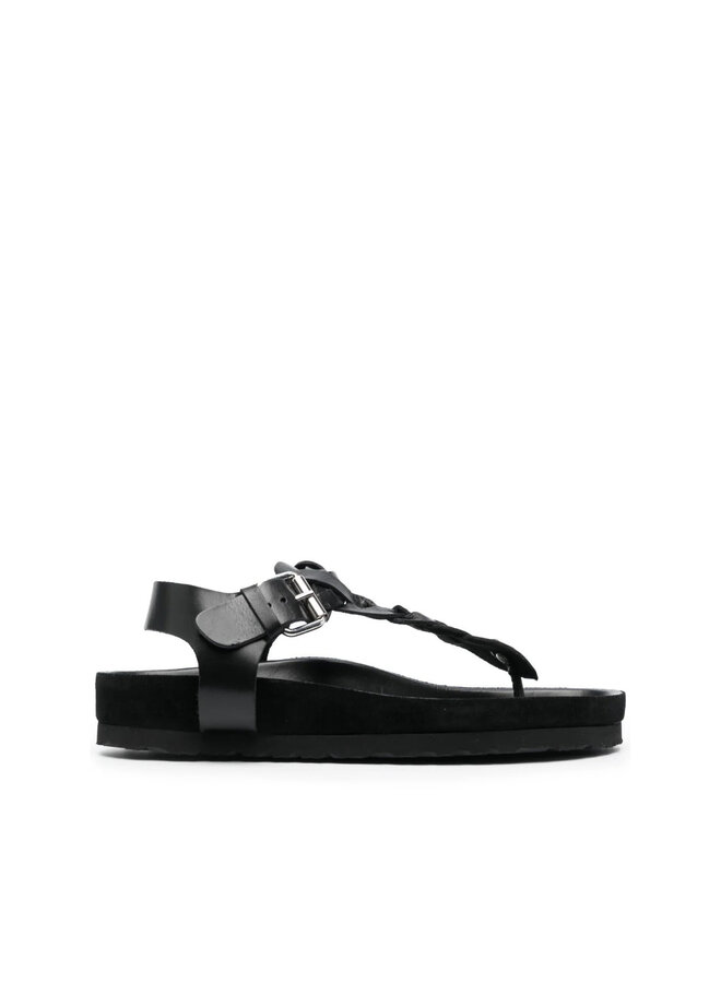 Flat Braid Detail Sandals in Black