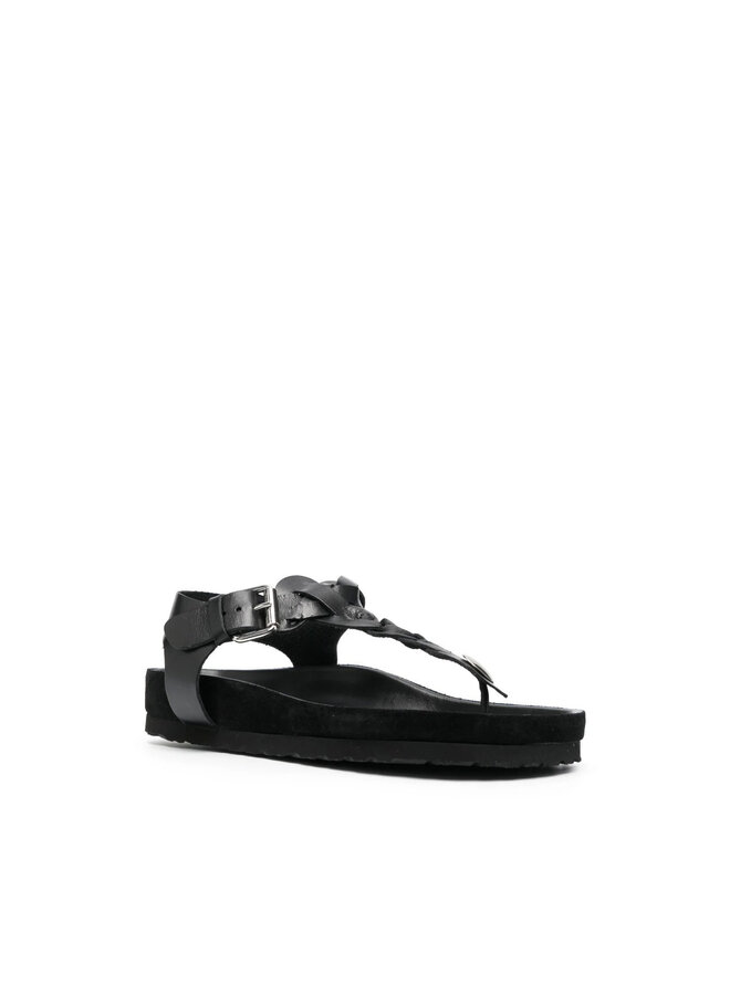 Flat Braid Detail Sandals in Black