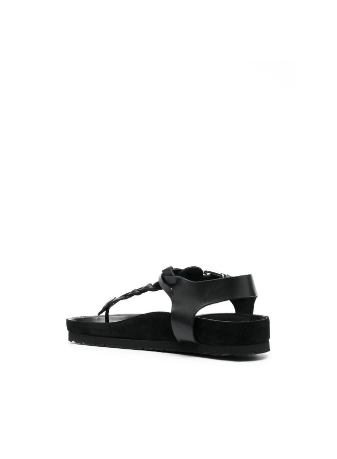 Flat Braid Detail Sandals in Black