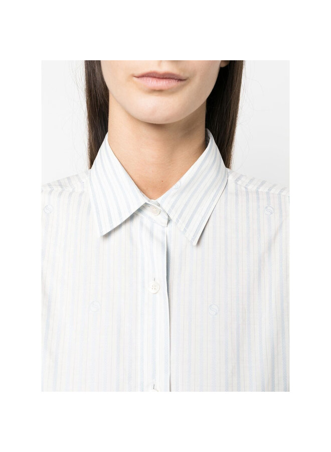 Long-Sleeve Striped Shirt in Dusty Blue