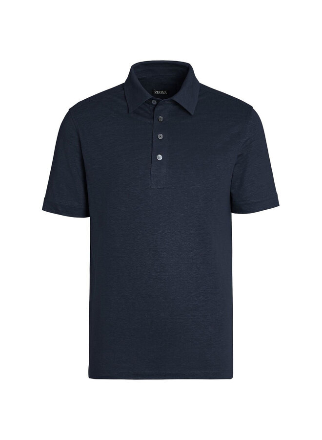 Short Sleeve Polo T-Shirt in Navy Blue