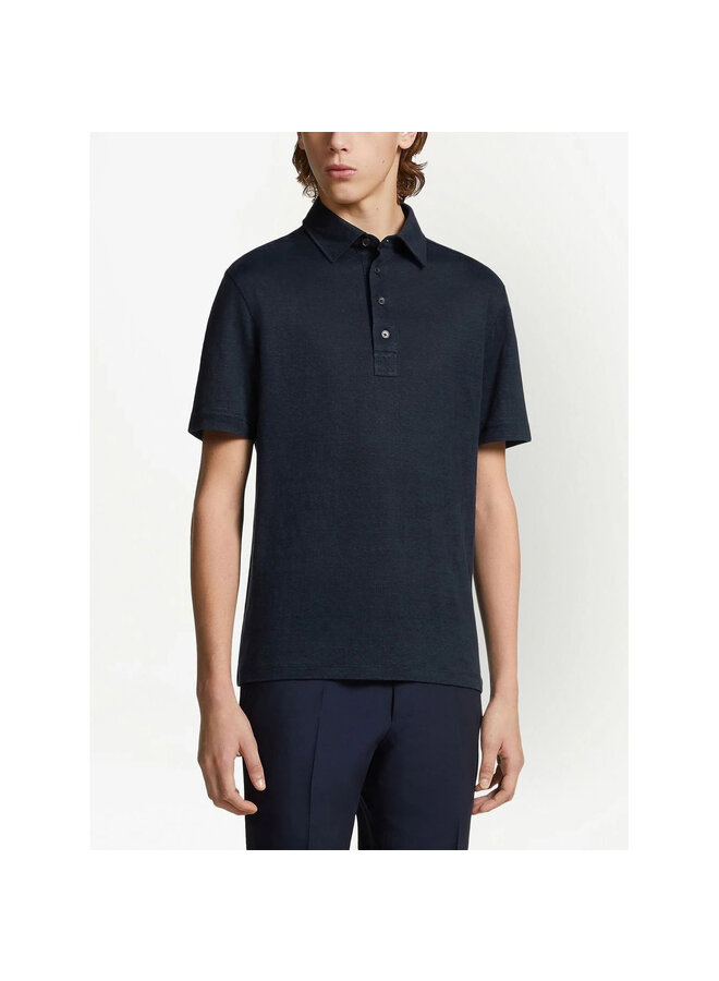 Short Sleeve Polo T-Shirt in Navy Blue