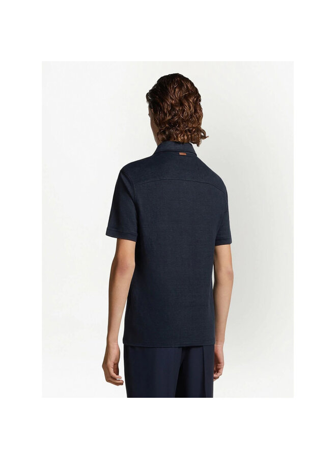 Short Sleeve Polo T-Shirt in Navy Blue