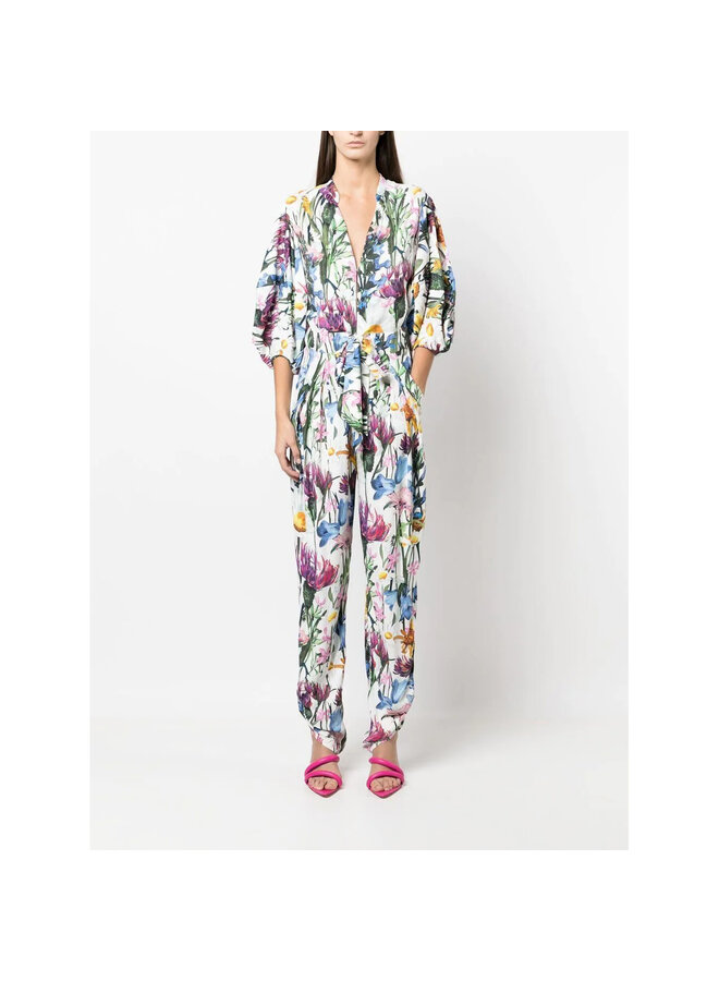 Full Length Jumpsuit in Floral Print in Multicolor