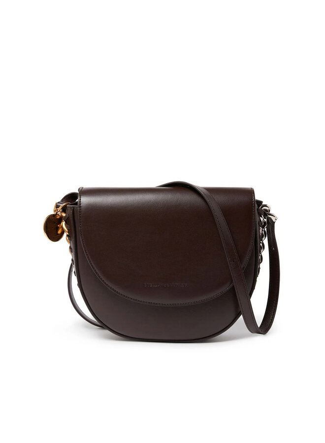 Frayme Logo Embossed Shoulder Bag in Chocolate Brown