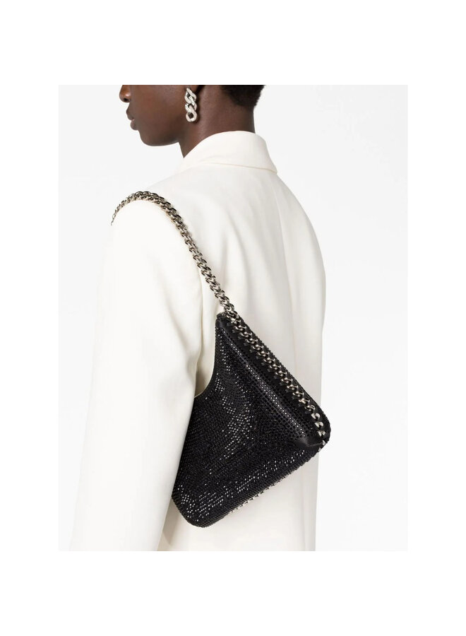 Falabella Mini Zip Shoulder Bag in Black/Silver