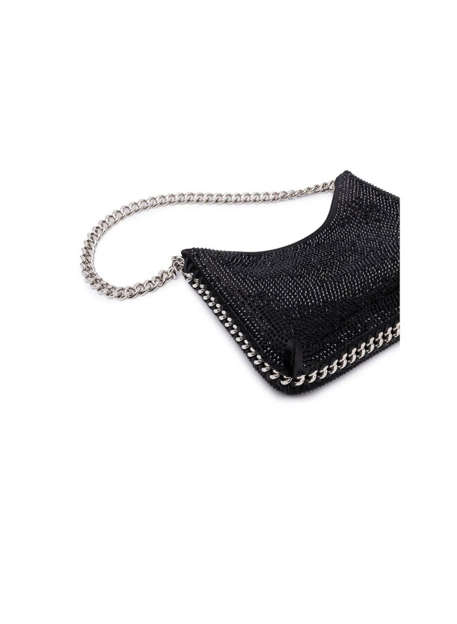 Falabella Mini Zip Shoulder Bag in Black/Silver