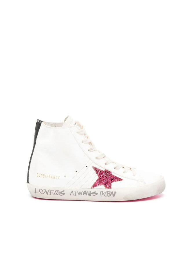 Francy High Top Sneakers in White/Pink