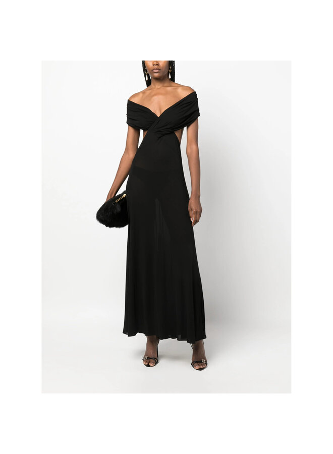 Off Shoulder Maxi Dress in Black