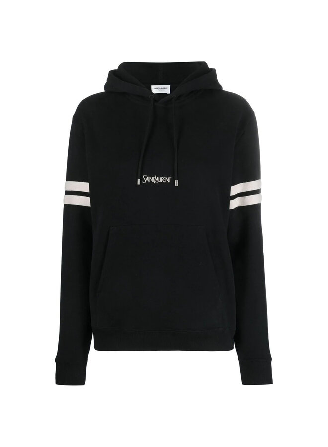 Embroidered  Logo Hoodie in Black