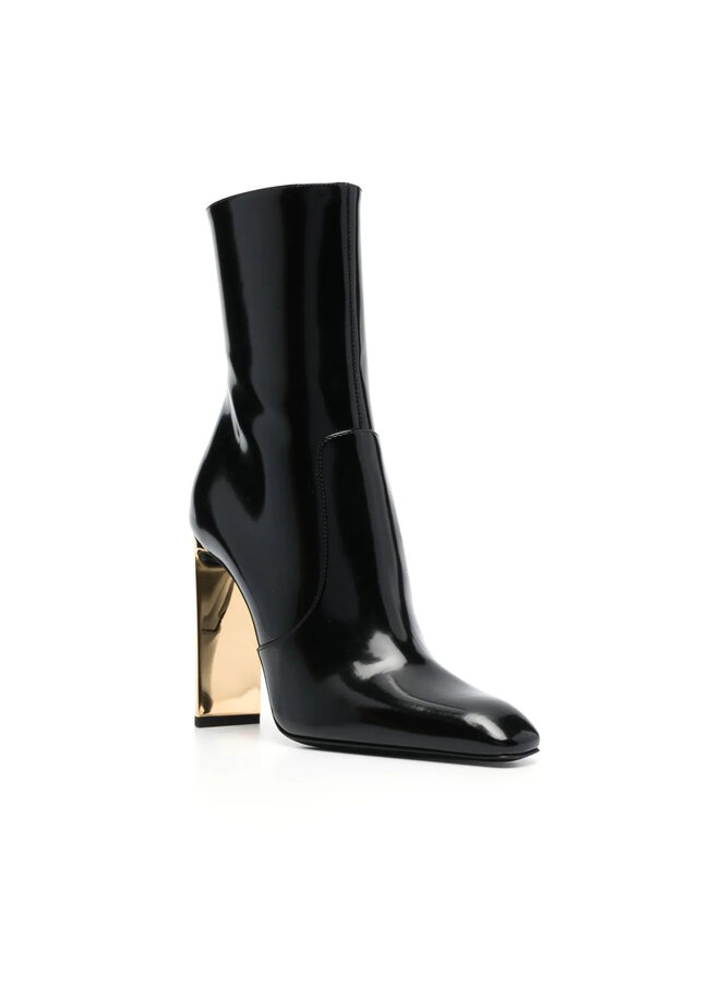 High Heel Ankle Boots in Black/Gold