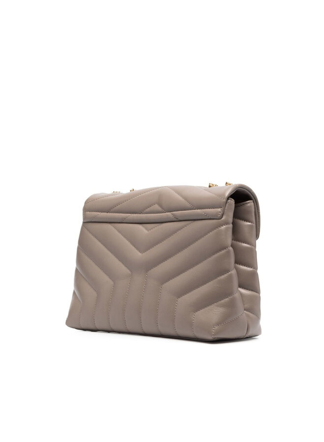 Loulou Small Shoulder Bag in Greyish Brown/Gold