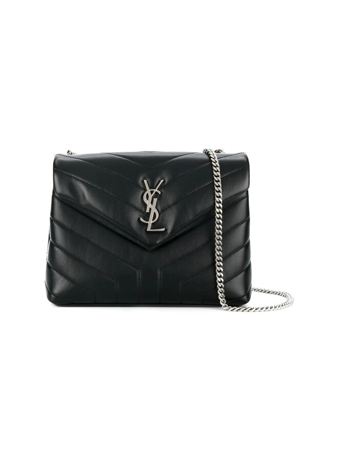 Loulou Small Shoulder Bag in Black/Silver