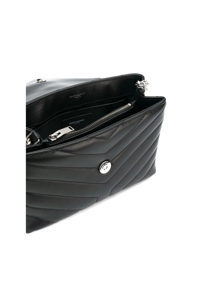 Loulou Small Shoulder Bag in Black/Silver