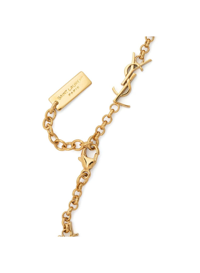 Monogram Logo Plaque Chain Bracelet in Gold
