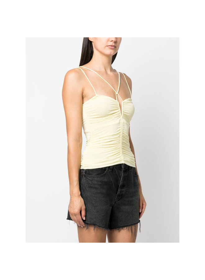 Ruched Tank Top in Light Yellow