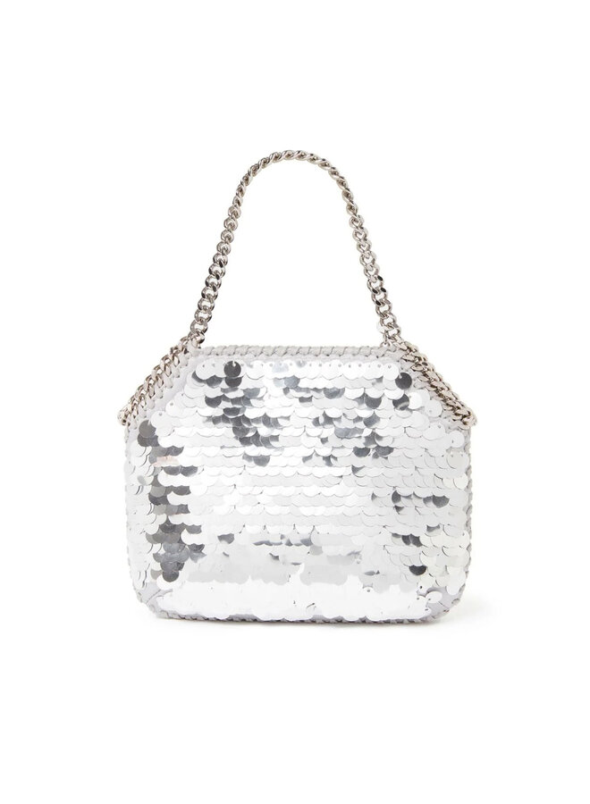 Tiny Falabella Sequin Crossbody Bag in Silver/Silver