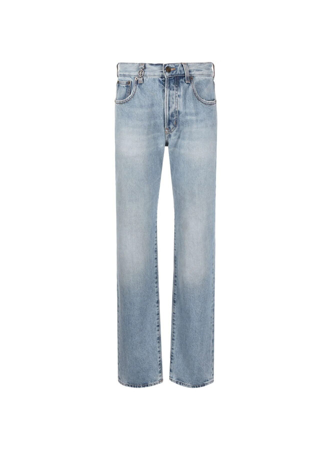 Mid Rise Straight Leg Jeans in Light Blue