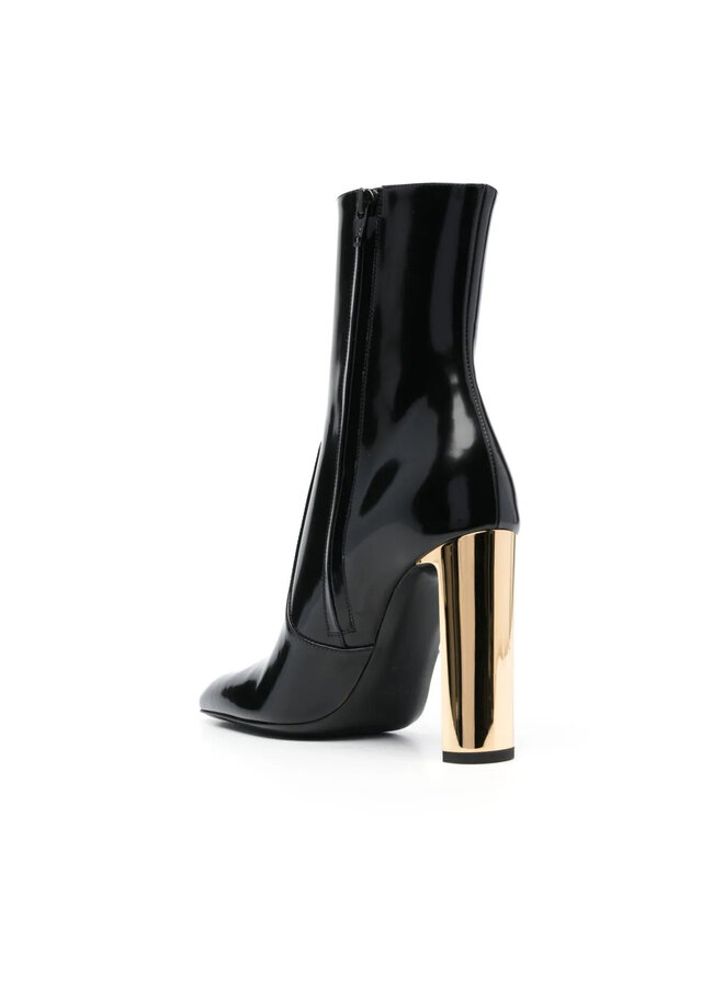 High Heel Ankle Boots in Black/Gold