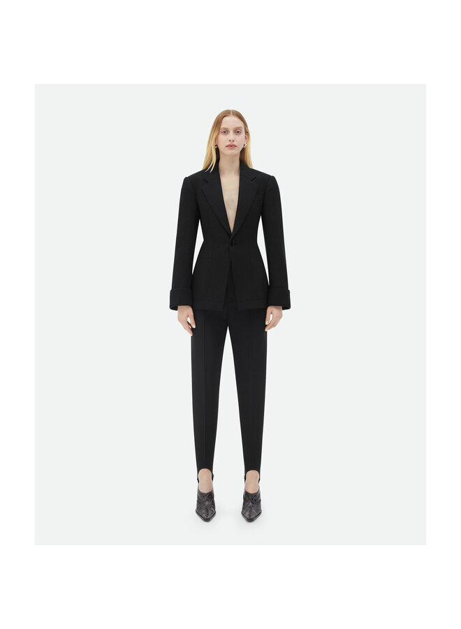 Single Breasted Tailored Blazer Jacket in Black