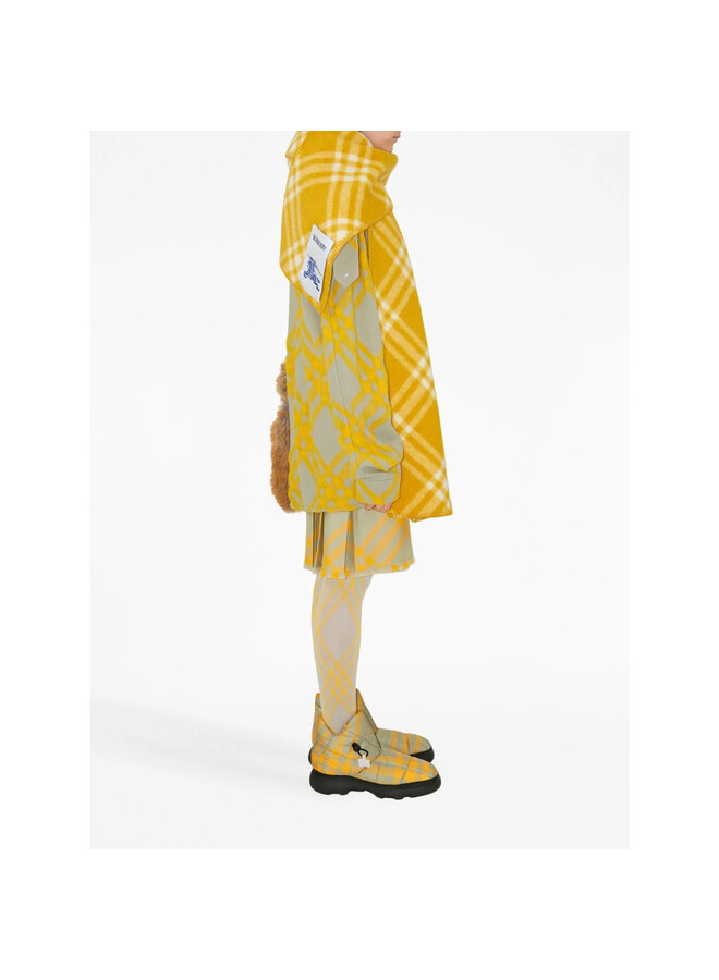 Frayed Checked Kilt in Yellow